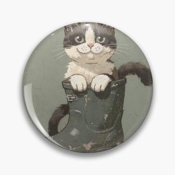 Item preview, Snowshoe Cat Claims the Garden Boot Folk Art designed and sold by PictorialWhimsy.