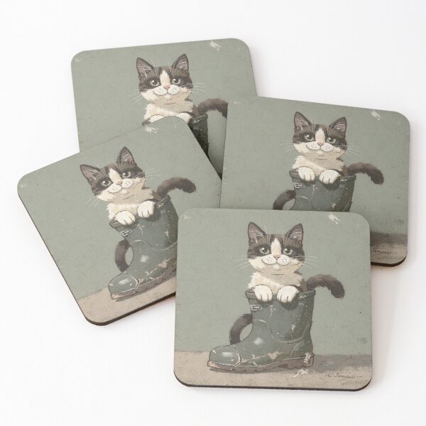 Item preview, Snowshoe Cat Claims the Garden Boot Folk Art designed and sold by PictorialWhimsy.