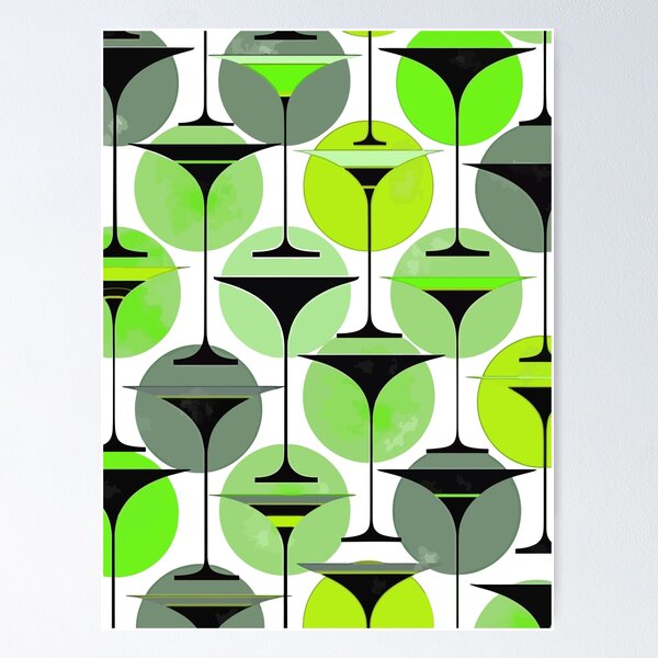 Item preview, Atomic Fifties Inspired Martinis In Grey, Aqua Green And Lime designed and sold by taiche.
