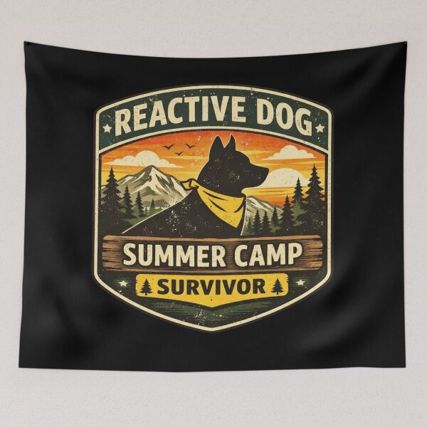 Item preview, Reactive Dog Summer Camp Survivor – Forest Badge Design designed and sold by Timeless Junction.