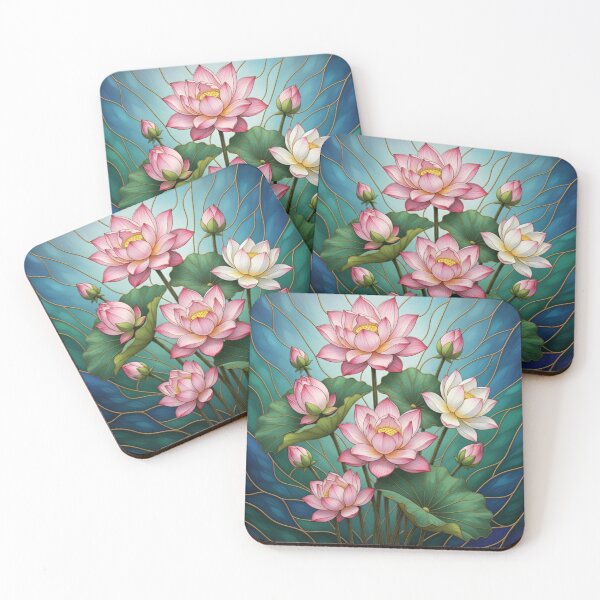 Item preview, Stained Glass Lotus Flower Botanical Vitrage Illustration designed and sold by Exquisite Design Studio „Paculówka”.