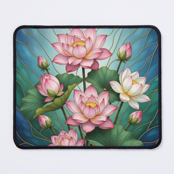 Item preview, Stained Glass Lotus Flower Botanical Vitrage Illustration designed and sold by Exquisite Design Studio „Paculówka”.