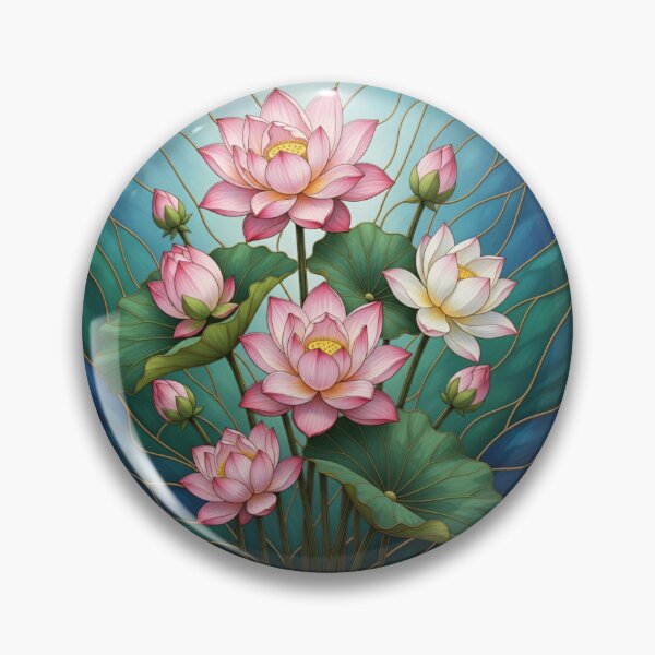 Item preview, Stained Glass Lotus Flower Botanical Vitrage Illustration designed and sold by Exquisite Design Studio „Paculówka”.