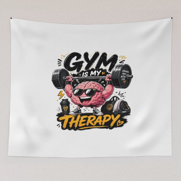 Item preview, Gym Is My Therapy Funny Cartoon Sticker  Workout Motivation Gym Lover  designed and sold by Artimax-Studio.
