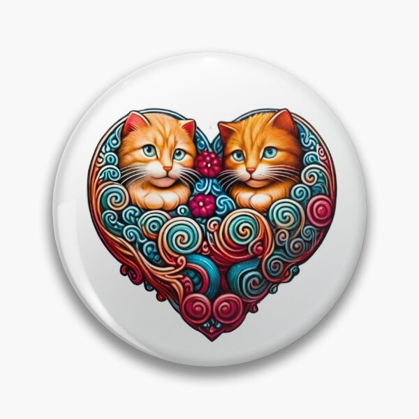 Item preview, Cute Orange Cats Heart Sticker Pack - Ginger Kitten Floral Hearts designed and sold by Good Vibes .