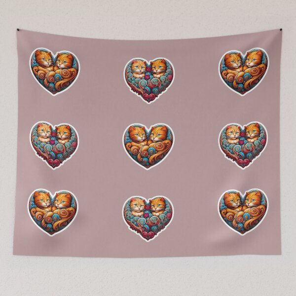 Item preview, Cute Orange Cats Heart Sticker Pack - Ginger Kitten Floral Hearts designed and sold by Good Vibes .