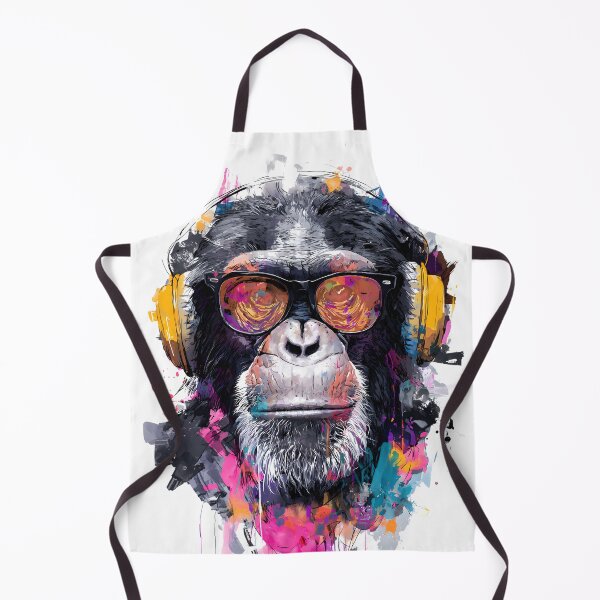 Item preview, DJ Monkey Business Ape With Orange Glasses and Yellow Headphones designed and sold by GrinGalore.