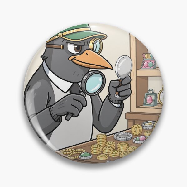 Item preview, Crow Pawn-Shop Owner Appraising Shiny Trinkets designed and sold by PictorialWhimsy.