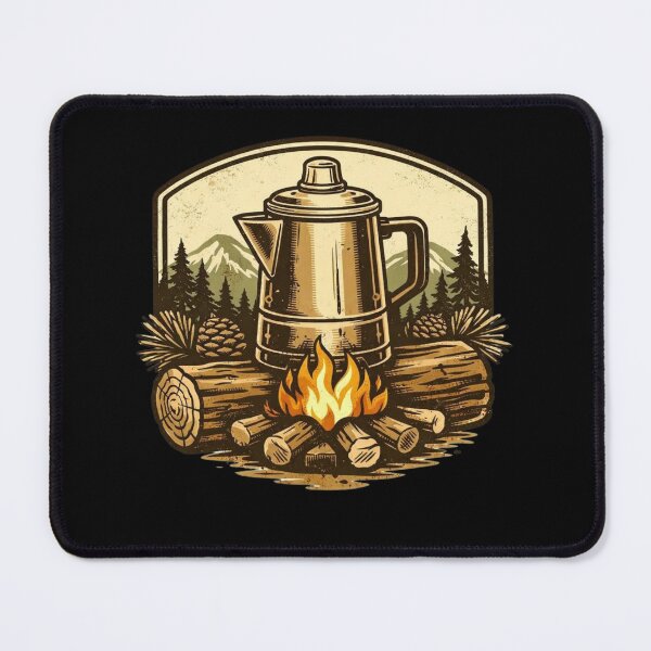 Item preview, Rustic Coffee Percolator – Campfire Mountain Badge designed and sold by Timeless Junction.