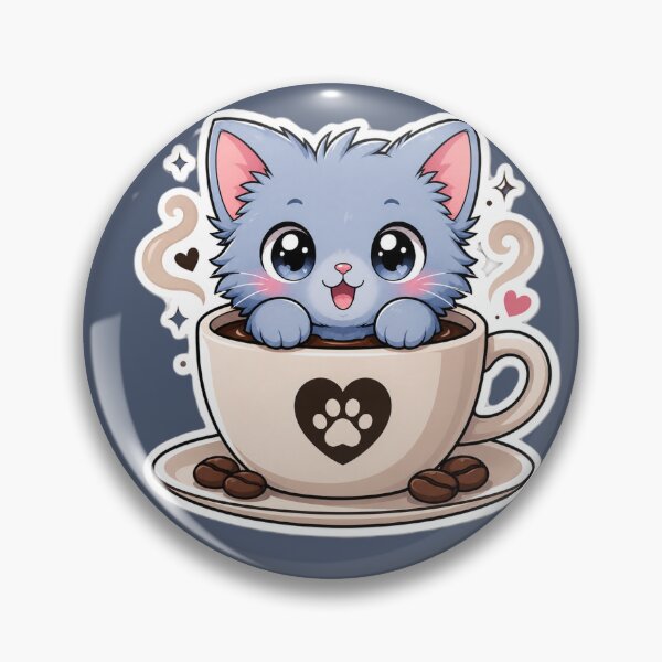 Item preview, Kawaii Coffee Cat – Cute Kitten in Mug Cartoon Sticker designed and sold by AstraDrip Studio.