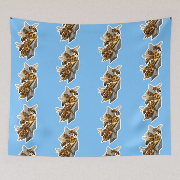 Item preview, Geometric Honeybee and Concrete Hive - Modern Nature Art Sticker designed and sold by Scro-Ciob-Shop.