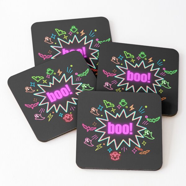 Item preview, Retro Neon Pink BOO Halloween Comic Burst - Spooky Glowing Pop Art Sticker designed and sold by alalame.