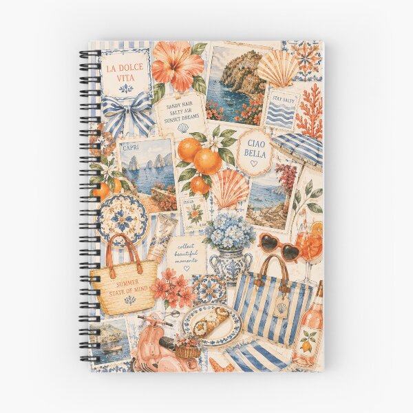 Item preview, Mediterranean Summer Coastal Collage Pattern designed and sold by talesoftravel.