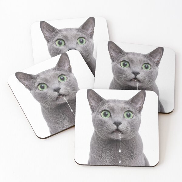 Item preview, Drooling Russian Blue Cat Meme Face designed and sold by teeperfect.