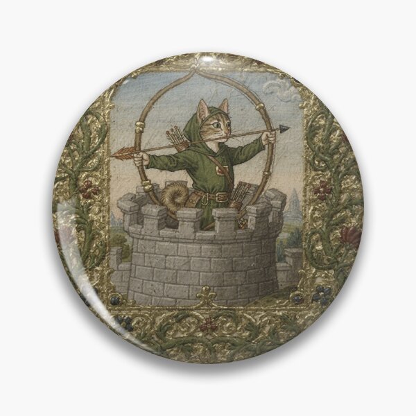 Item preview, Medieval Cat Archer on the Battlement designed and sold by PictorialWhimsy.