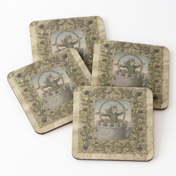 Item preview, Medieval Cat Archer on the Battlement designed and sold by PictorialWhimsy.