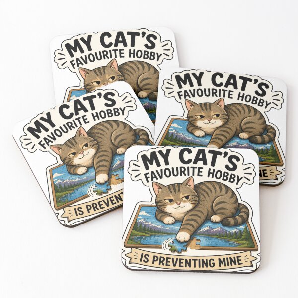 Item preview, My Cat’s Favourite Hobby Is Preventing Mine – Funny Cat Puzzle Lover T-Shirt Design designed and sold by Shabrinox.