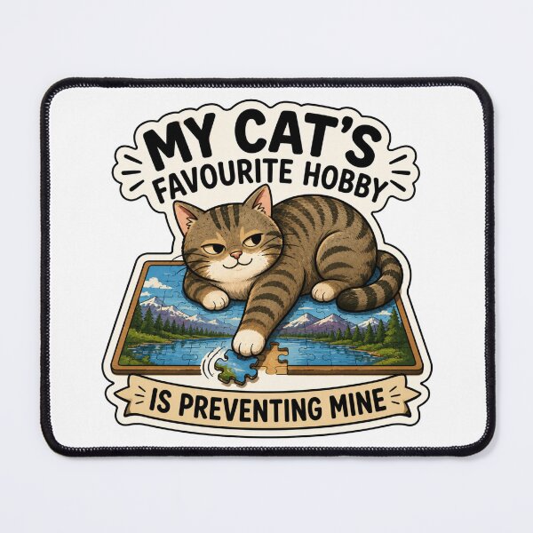 Item preview, My Cat’s Favourite Hobby Is Preventing Mine – Funny Cat Puzzle Lover T-Shirt Design designed and sold by Shabrinox.