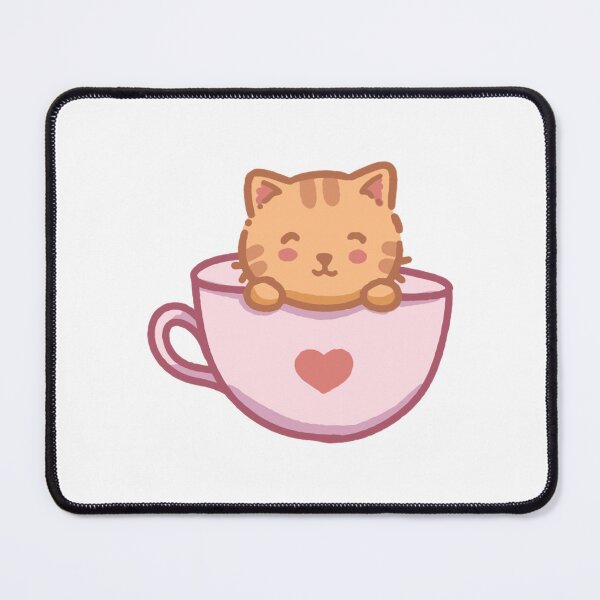 Item preview, Cute Orange Kitty Cat in Pink Teacup Whimsical Art designed and sold by LuckyNestCoKids.