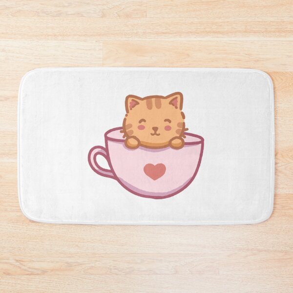Item preview, Cute Orange Kitty Cat in Pink Teacup Whimsical Art designed and sold by LuckyNestCoKids.