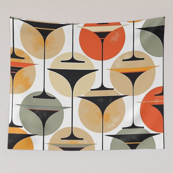 Item preview, Atomic Fifties Inspired Martinis In Grey, Orange, Cream And Red designed and sold by taiche.