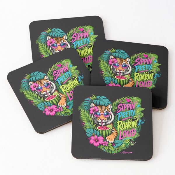 Item preview, Tropical Tiger – Sippin' Pretty, Roarin' Loud | Summer Vibes Graphic Tee designed and sold by Aimetoi.