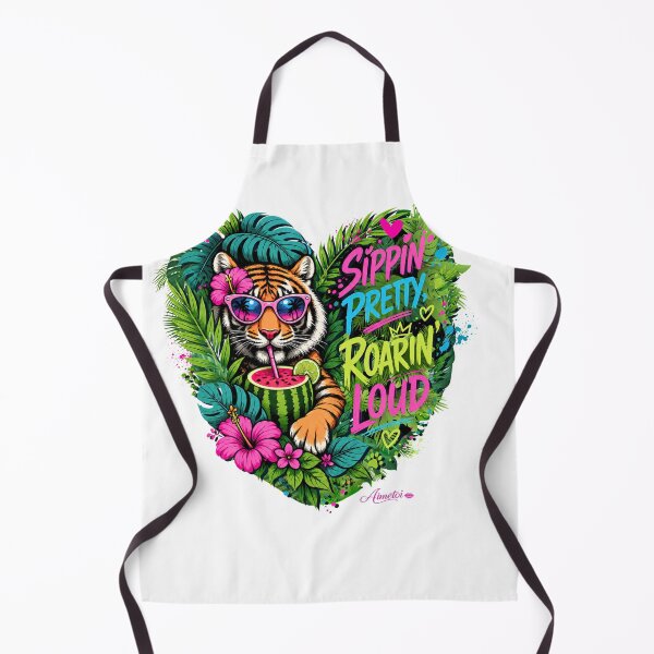 Item preview, Tropical Tiger – Sippin' Pretty, Roarin' Loud | Summer Vibes Graphic Tee designed and sold by Aimetoi.