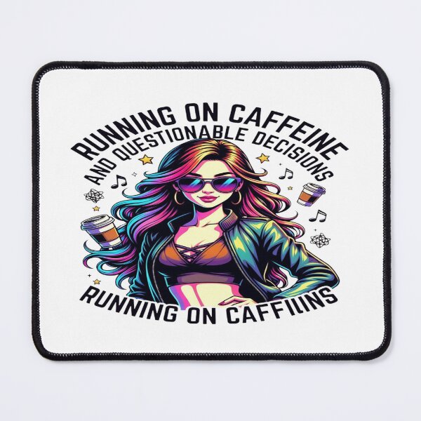 Item preview, Running on Caffeine & Questionable Decisions – Funny Coffee Graphic T-Shirt | Neon Aesthetic Lifestyle Tee | Caffeine Lover POD Design designed and sold by Sushikidsntoddlers.