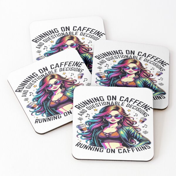 Item preview, Running on Caffeine & Questionable Decisions – Funny Coffee Graphic T-Shirt | Neon Aesthetic Lifestyle Tee | Caffeine Lover POD Design designed and sold by Sushikidsntod.