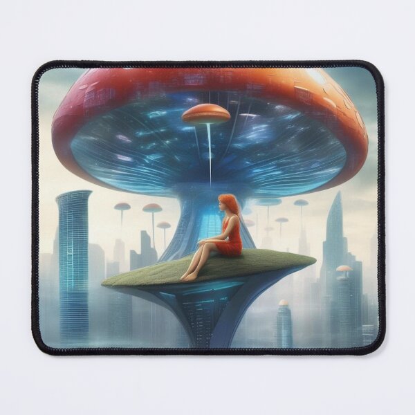 Item preview, futuristic mushroom cityscape metropolis designed and sold by Zelda50.