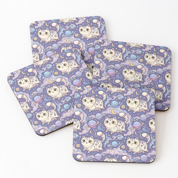 Item preview, Cute Galaxy Cats Seamless Pattern designed and sold by Iampoji.