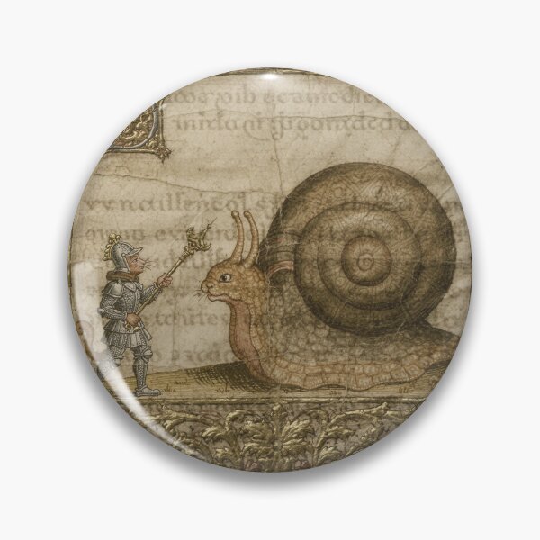 Item preview, Medieval Cat Knight Duelling a Giant Snail Manuscript Art designed and sold by PictorialWhimsy.