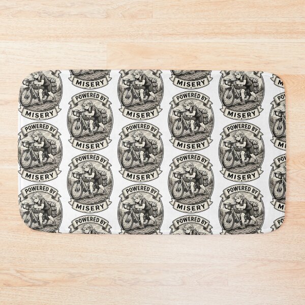 Item preview, Powered by Misery – Audax Cycling Humour & Grit | Vintage/Retro Bade Tee designed and sold by Pedal & Pace.
