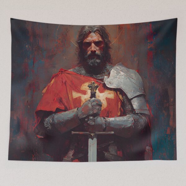Item preview, Knight of God Templar Crusader Standing Guard Medieval Warrior Art designed and sold by GrinGalore.