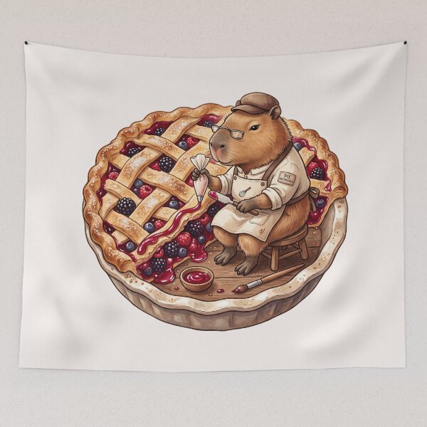 Item preview, Kawaii Capybara Berry Pie Baker Food Trend designed and sold by MythicCotton.