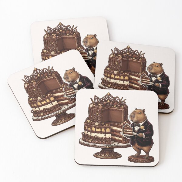 Item preview, Tuxedo Capybara Chocolate Cake Food Trend designed and sold by MythicCotton.