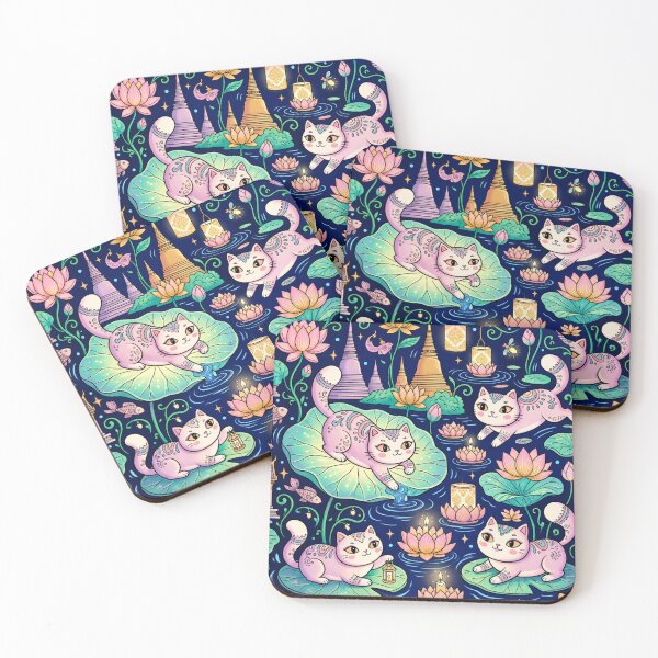 Item preview, Cute Thai Cat Floating on Lotus Flowers designed and sold by Iampoji.