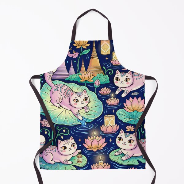 Item preview, Cute Thai Cat Floating on Lotus Flowers designed and sold by Iampoji.