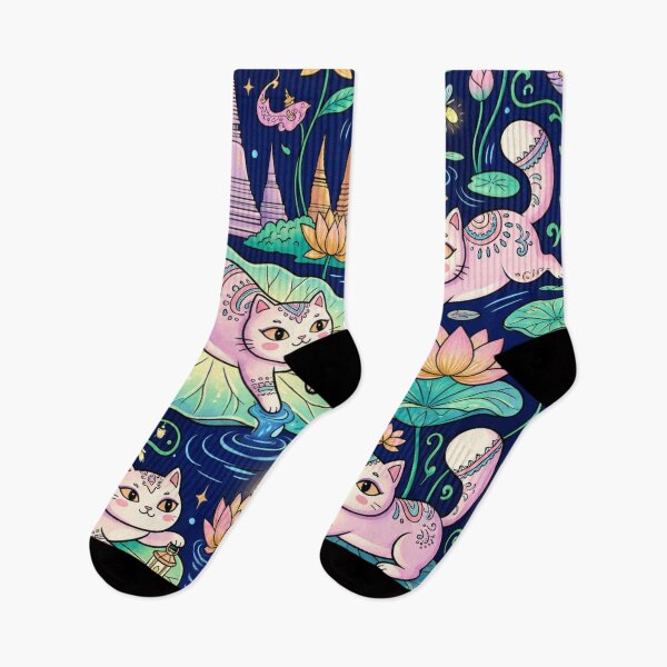 Item preview, Cute Thai Cat Floating on Lotus Flowers designed and sold by Iampoji.