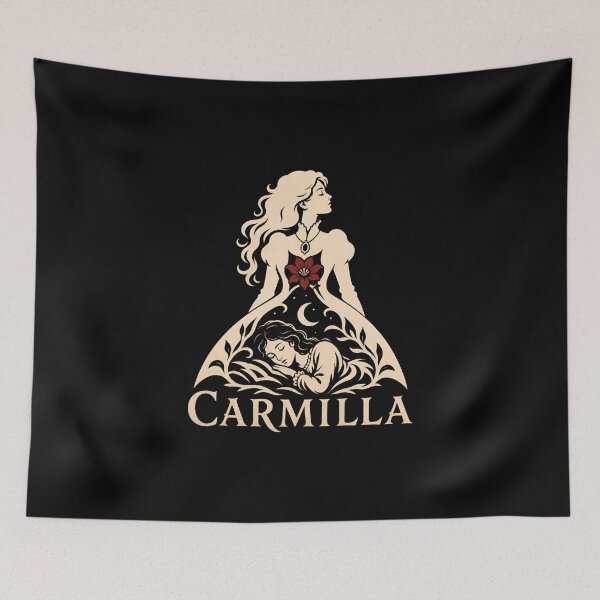 Item preview, Carmilla Gothic Dress Silhouette Sleeping Woman Crescent Moon Art designed and sold by Fenay Designs.