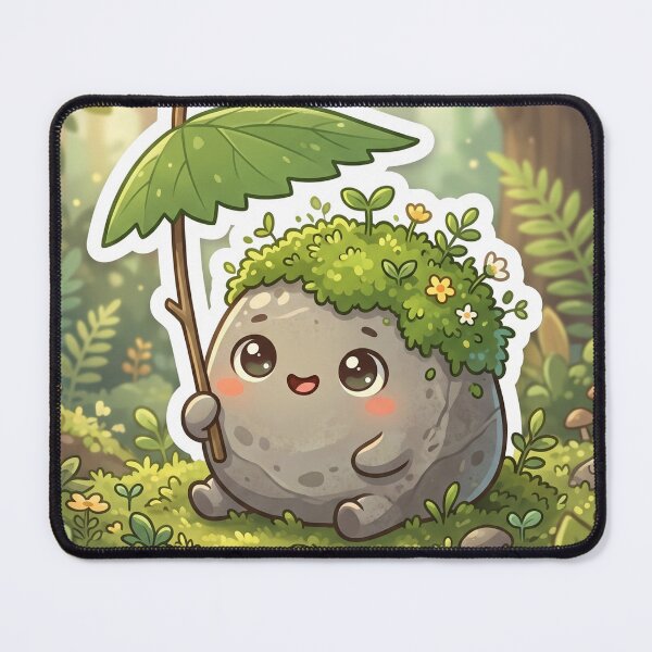 Item preview, Mossy Rock Buddy – Cute Nature Spirit Forest Sticker designed and sold by CuteRage.