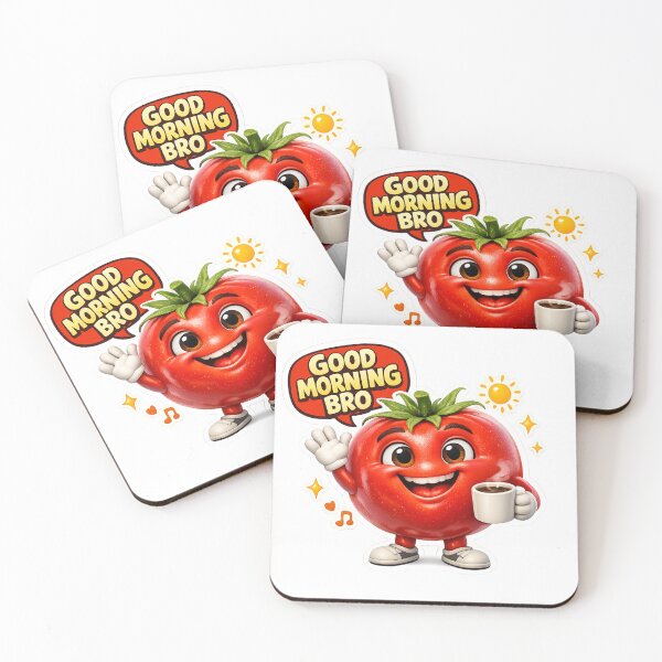 Item preview, Good Morning Bro Funny Tomato Character Cute Coffee Lover Gift designed and sold by Bhinfy.