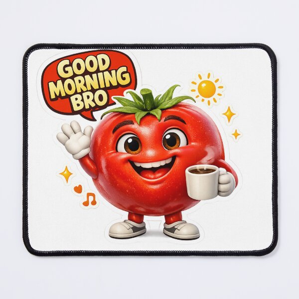 Item preview, Good Morning Bro Funny Tomato Character Cute Coffee Lover Gift designed and sold by Bhinfy.