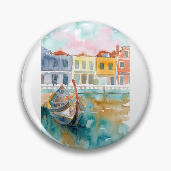 Item preview, Aveiro Portugal Moliceiro Canal Watercolor designed and sold by caracatita75.