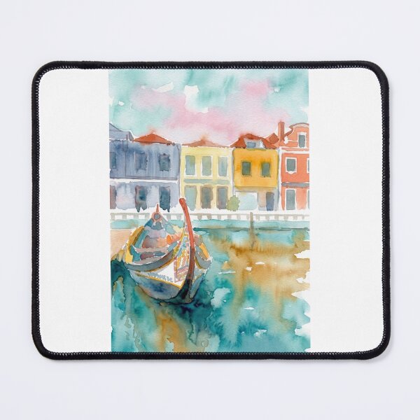 Item preview, Aveiro Portugal Moliceiro Canal Watercolor designed and sold by caracatita75.