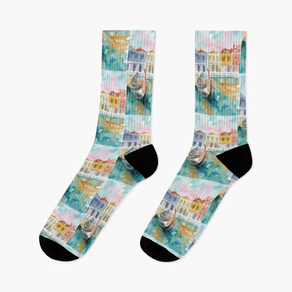 Item preview, Aveiro Portugal Moliceiro Canal Watercolor designed and sold by caracatita75.