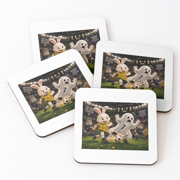 Item preview, Ghost Striker Run – Funny Cute Soccer Match Art designed and sold by QuirkNest Studio .