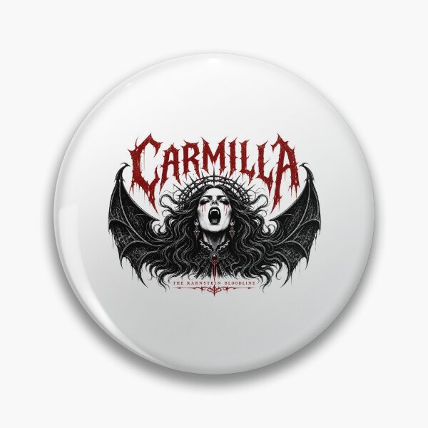 Item preview, Carmilla Heavy Metal Band Logo Vampire Fangs Bat Wings Art designed and sold by Fenay Designs.
