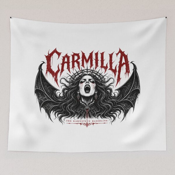 Item preview, Carmilla Heavy Metal Band Logo Vampire Fangs Bat Wings Art designed and sold by Fenay Designs.