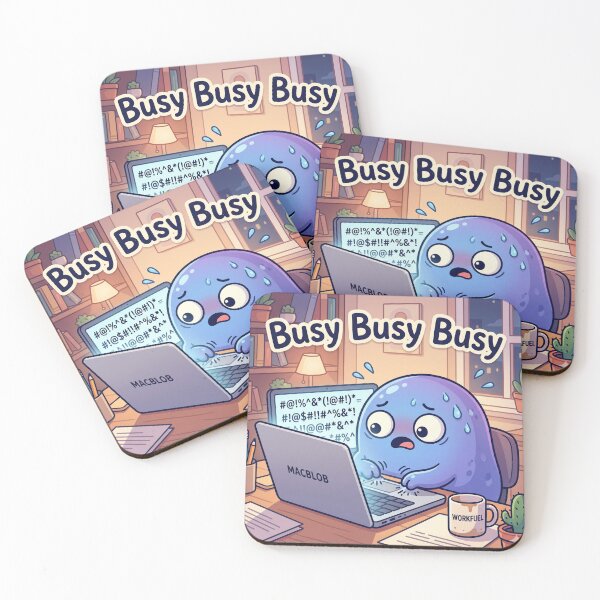Item preview, Busy Busy Busy – Overworked Blob Work From Home Sticker designed and sold by CuteRage.